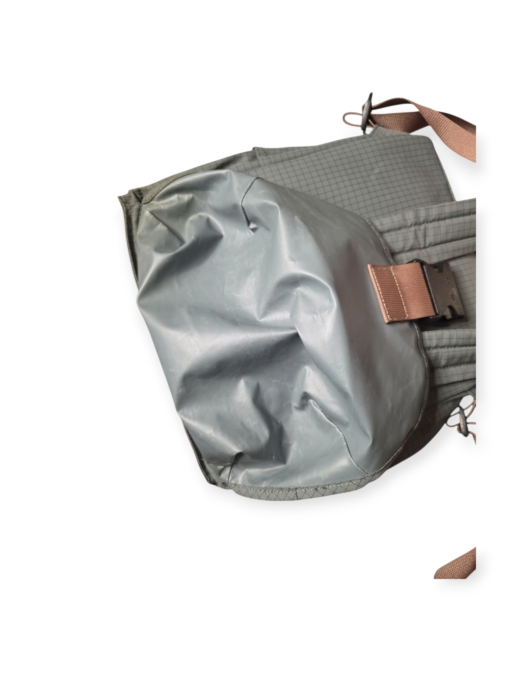 NWOT Acne Studio Ripstop Nylon Backpack in gray and pink, one size - Picture 3 of 9